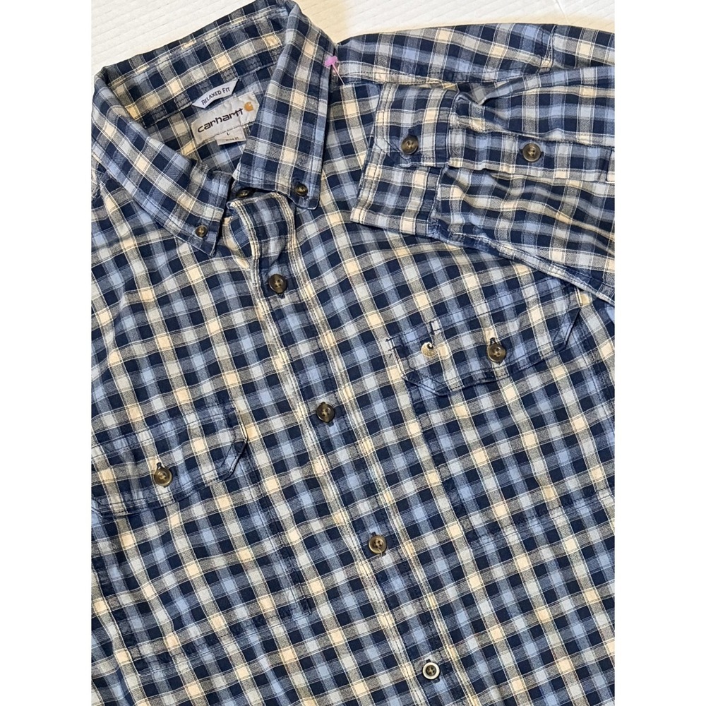 CARHARTT - Men's Relaxed Fit Long Sleeve Plaid Shirt - Size Large